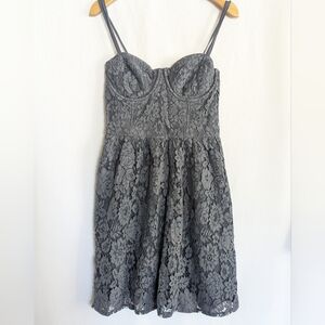 Abercrombie & Fitch Small Lace Textured Gray Dress